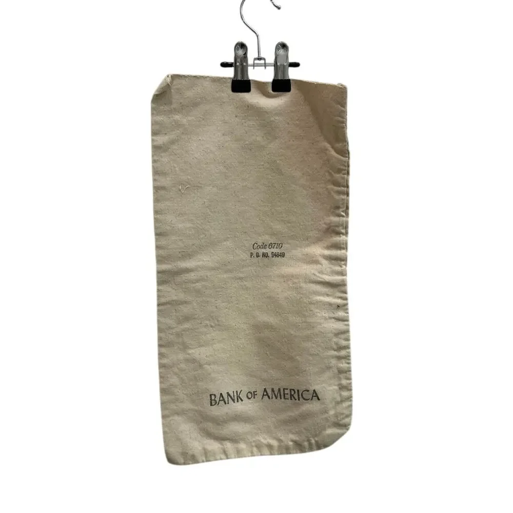 Vtg Bank of America Canvas Money Bag Code 6710 Coin Deposit Sack 1970s 1980s